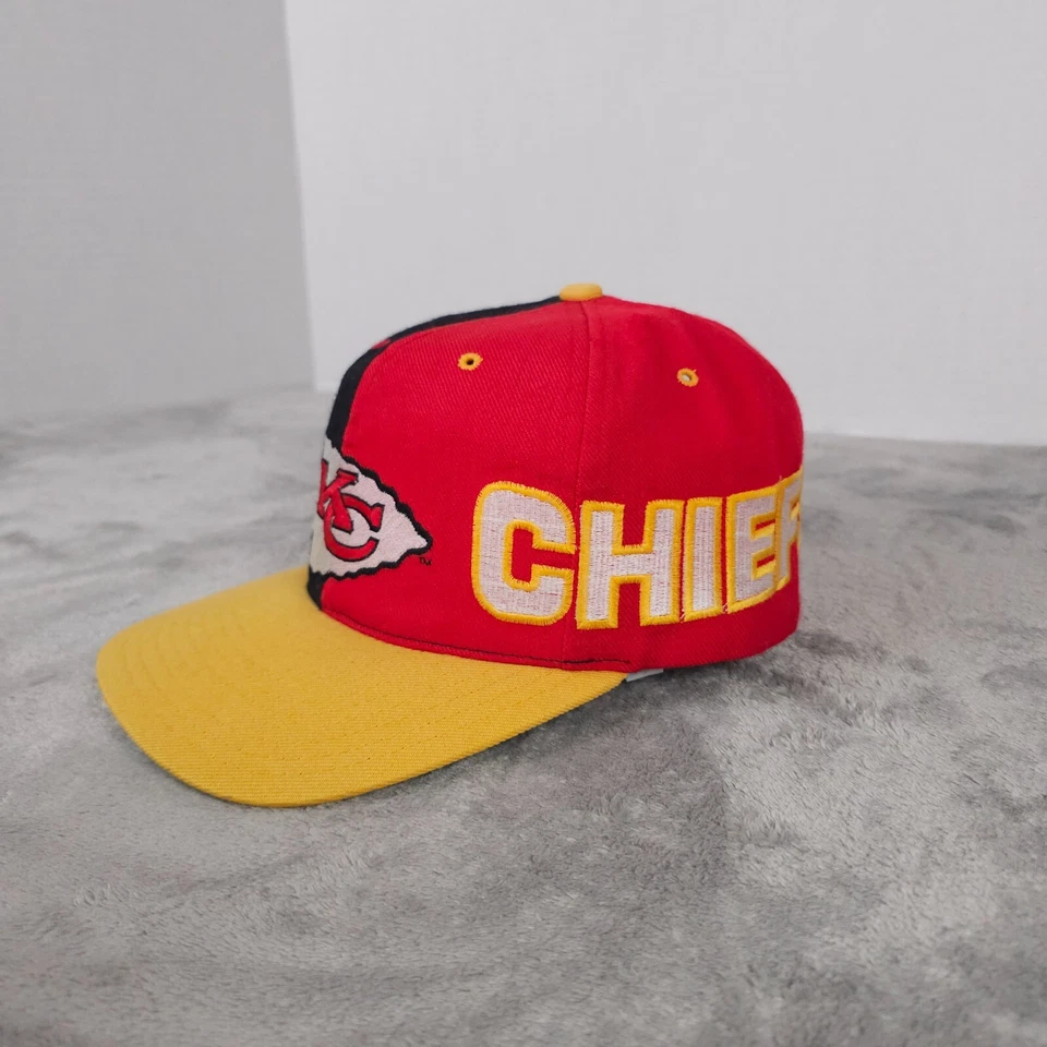 Sombrero De Colección Kansas City Chiefs Rojo Negro Color Bloque Snapback Lana Deletreado Foto 2 de 4