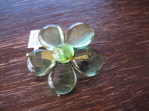 Traum in Giftgrün Anhänger Brosche Blume seltener grüner Bernstein 925er Silber