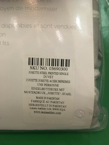 LAURA ASHLEY JOSETTE DUVET PRINTED STEEL SINGLE DUVET COVER RRP £60 - BRAND NEW - Picture 3 of 3
