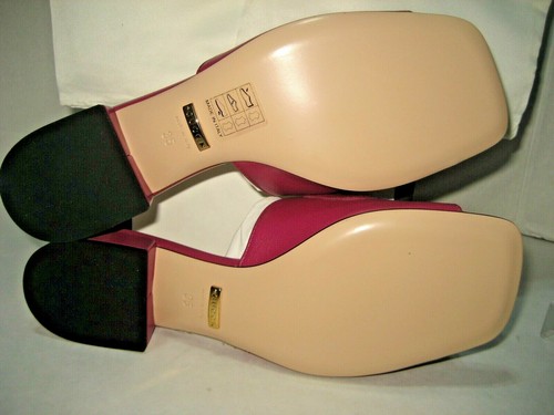 NEW GUCCI Women US 5 EU 35 Zumi Gold/Silver GG Logo Pink Leather Sandals Shoes - Imagen 8 de 9
