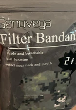 GENOVEGA Camo Filter Bandana Tube Neck Headband 3 - 2 Packs + 10 Filters each.
