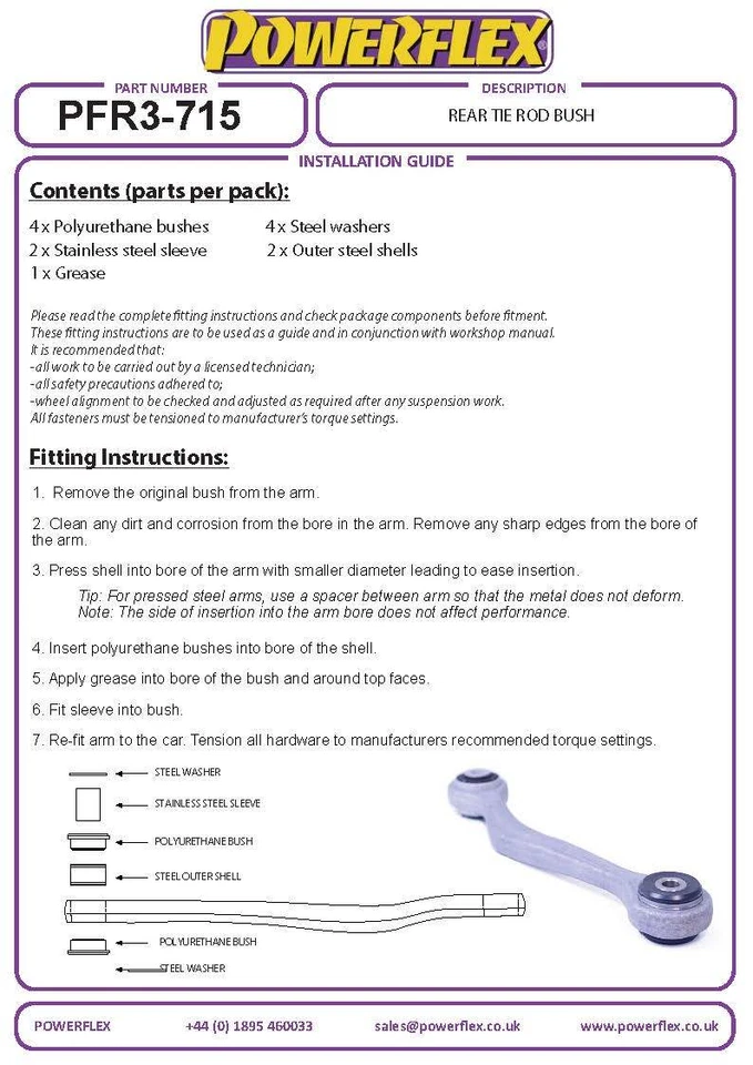 Powerflex Road Serie Trasero Tirante Interior Cojinetes Para Audi A4 B8 (08-16) - Imagen 3 de 4