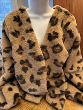 HYFVE Faux Fur Leopard Print Open Jacket Coat, Size Medium, NWOT