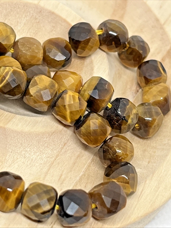 Tigerauge Perlen Quadrat Würfel facettiert Loch 55Stk 7mm Edelstein Kristall DIY - Bild 4 von 4