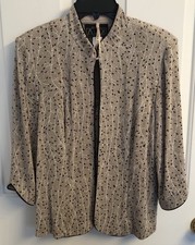 ALEX EVENINGS Taupe Black Sparkle Glitter Jacket Matching Tank 3/4 Sleeve Sz LP