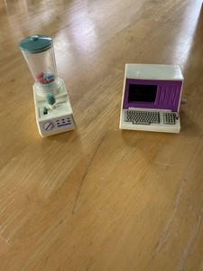 Vintage Mattel Barbie Wind-Up Computer Blender Lot 2 Kitchen Office Accessories