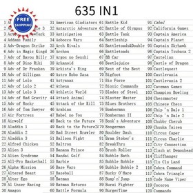 Cartridge Game Console 635 in 1 Multicart Classic Retro Games Collection NES