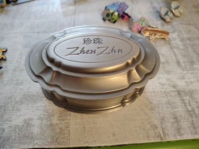 Zhen Zhu Pewter Jewelry/Trinket Box With Red Velvet Lining