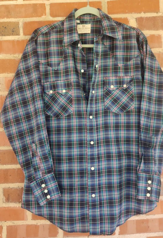 Vtg Dee Cee Brand Western Pearl Snap Sawtooth Shirt Plaid 15.5/33 USA Made