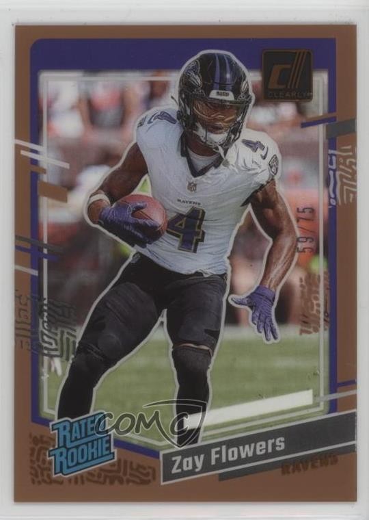 2023 Panini Clearly Donruss Rated Orange 59/75 Zay Flowers #92 Rookie RC 0rd2