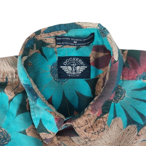 Vtg Dockers Levis Hawaiian Shirt Mens Medium Short Sleeve Floral Colorful Button - Picture 4 of 7
