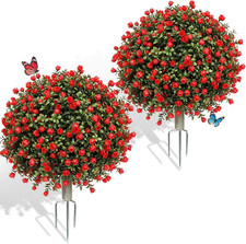 2 Pack Artificial Topiary Ball Trees, Fake Plants for Outdoor Indoor Artificial