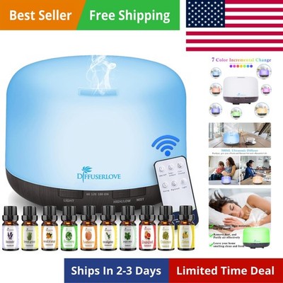 Essential Oil Diffuser 500ML Aromatherapy Diffuser Mist Humidifiers 7 Color L...