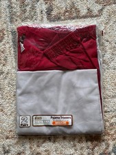 BHS Mens 2 Pack Pyjama Trousers Medium Burgundy Grey Vintage Lounge Bottoms New