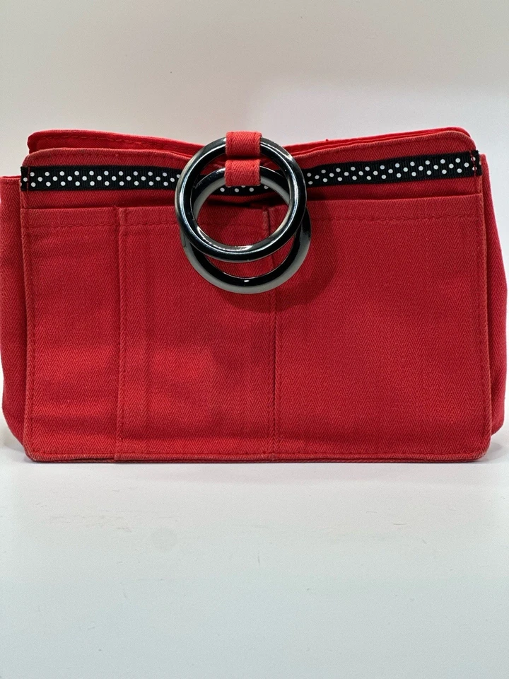 Bolso de mano rojo Pouchee cierre magnético pequeño monedero insertado billetera bolsillos Foto 4 de 4