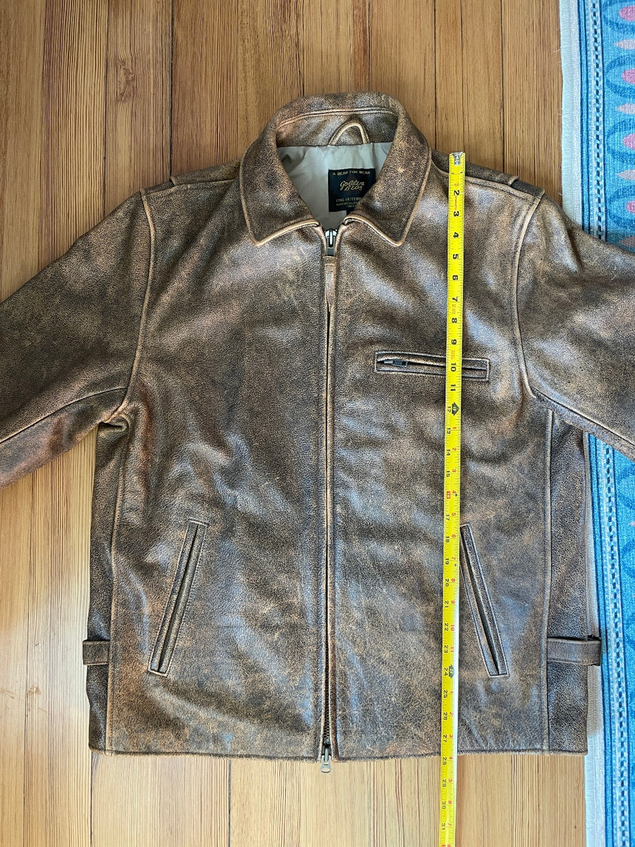 Golden Bear Waterfront Distressed Cracked Leather Jacket XL Brown USA Mr Porter View 5