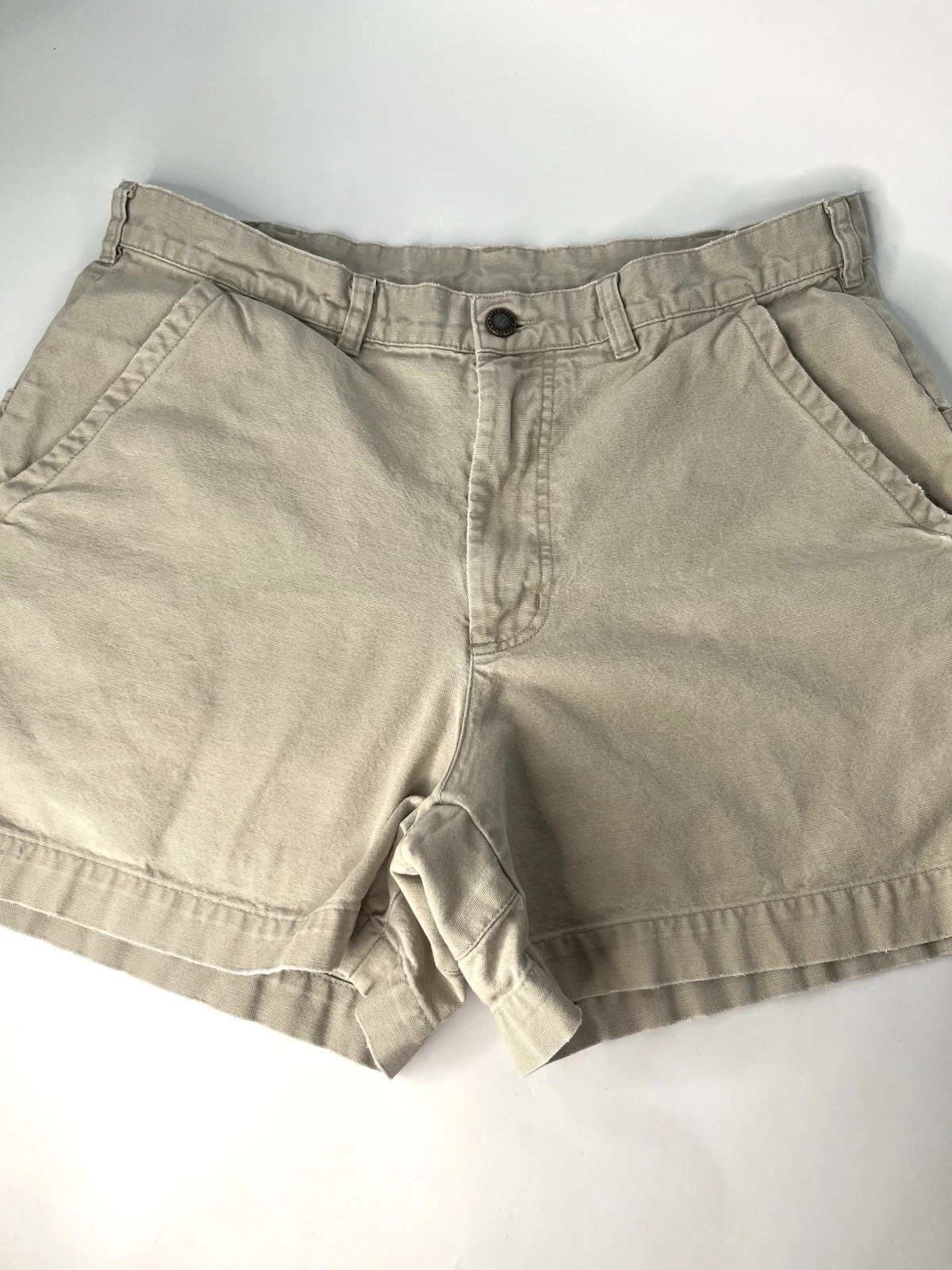 Vintage 90s Patagonia Mens 34 Stand Up Hiking Shorts Khaki Canvas Denim