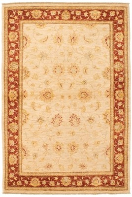Cream 4'2'' x 6'4'' Hand-knotted Oriental Carpet Traditional Wool Area Rug