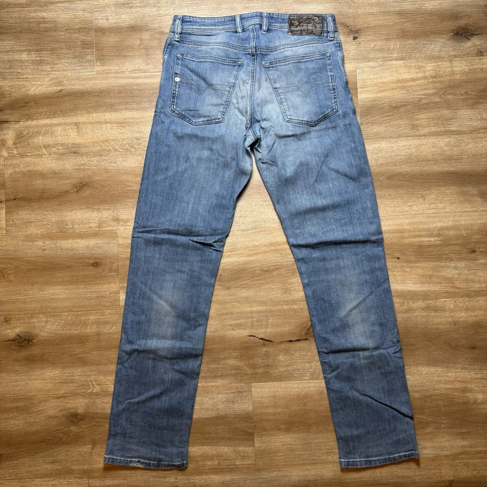 Diesel Jeans Hombres 28x32 Azul Waykee Pierna Recta Elastizado Denim Pantalones Modernos R2H48 Foto 3 de 4