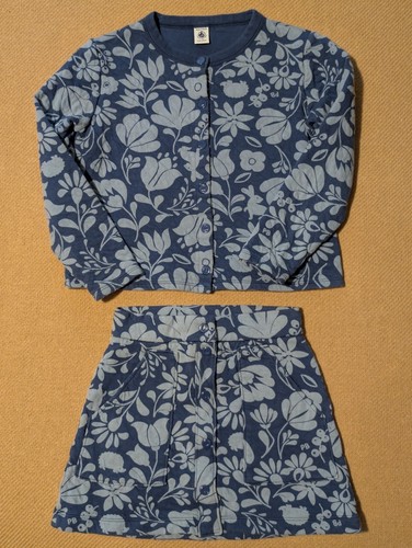 Petit Bateau Kids Girls Jacket Skirt Set Blue Floral Animal Patterned - Picture 15 of 18