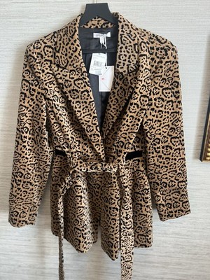 Good American Fit & Flatter Leopard Print Velveteen Blazer Size 3 NWT