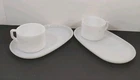 Federal Milk Glass White Luncheon Soup & Sandwich Snack Plate Trays 4 Pieces VTG