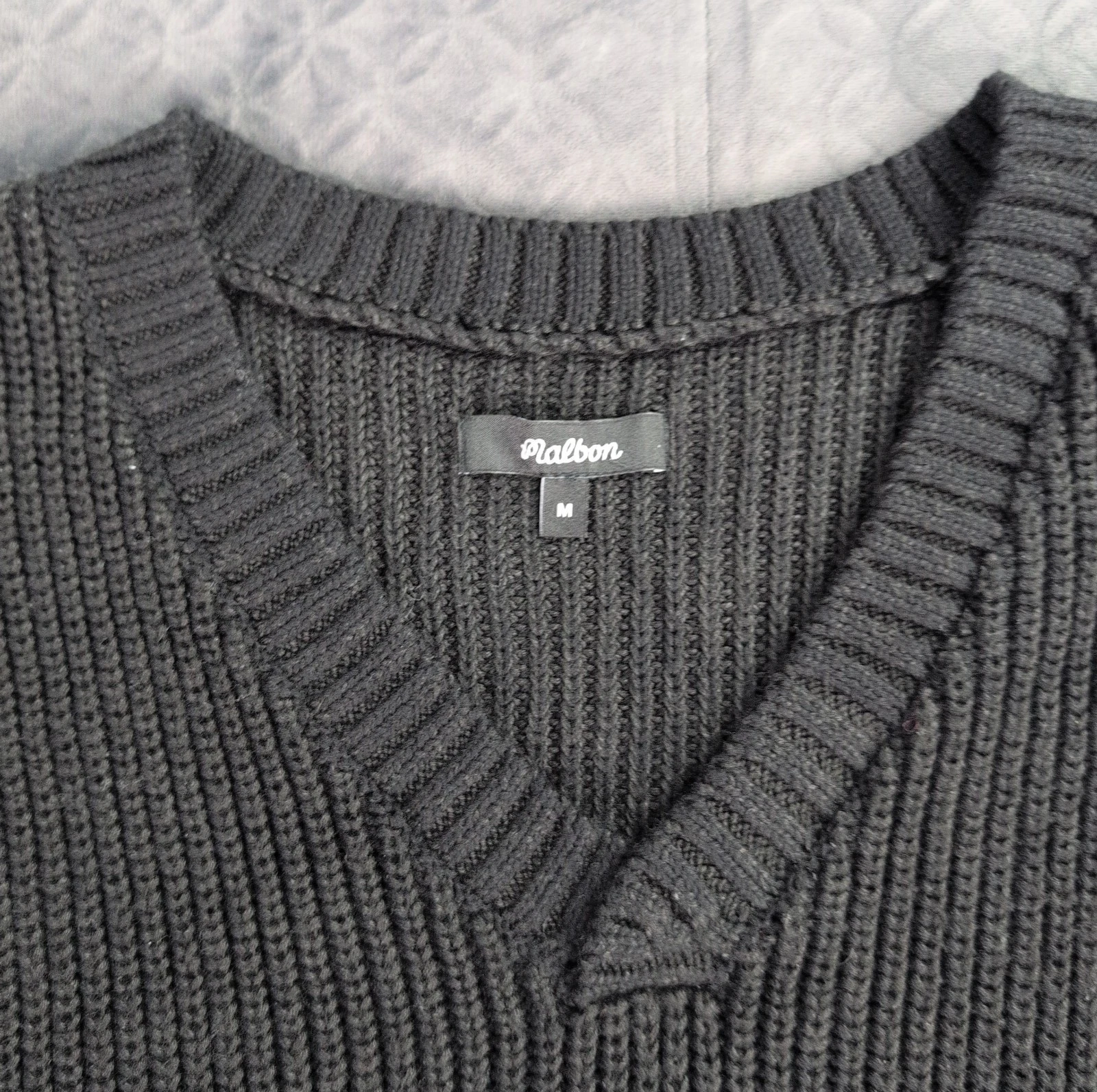 Malbon Golf Sweater Vest Knit Sleeveless Black Embroidered V Neck Men Medium - product detail image 4