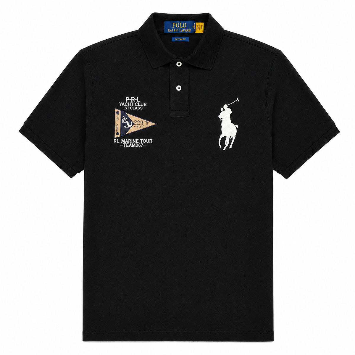 ビンテージ　RALPH LAUREN POLO YACHT CLUB バンダナ Polo Ralph Lauren Mens Polo Shirt Size S Black Custom Fit Yacht