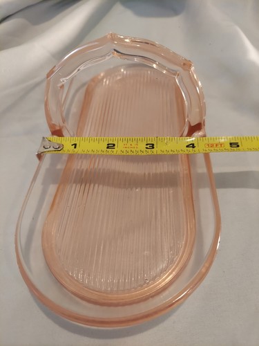 Porta bigiotteria vanità rosa in vetro depressione con manico 9 pollici - Foto 9 di 12