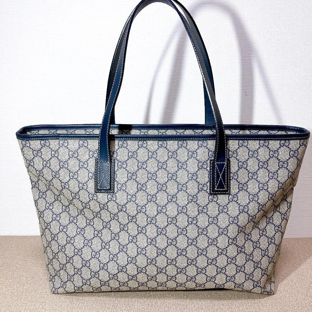 GUCCI GG Tote Hand Bag Ziplock Leather PVC Beige Black Silver Hardware Japan thumbnail 8