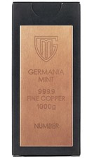 Germania Mint 1000 Gram (1kg) Copper Raw Cast Bar ? Premium Investment Bullion