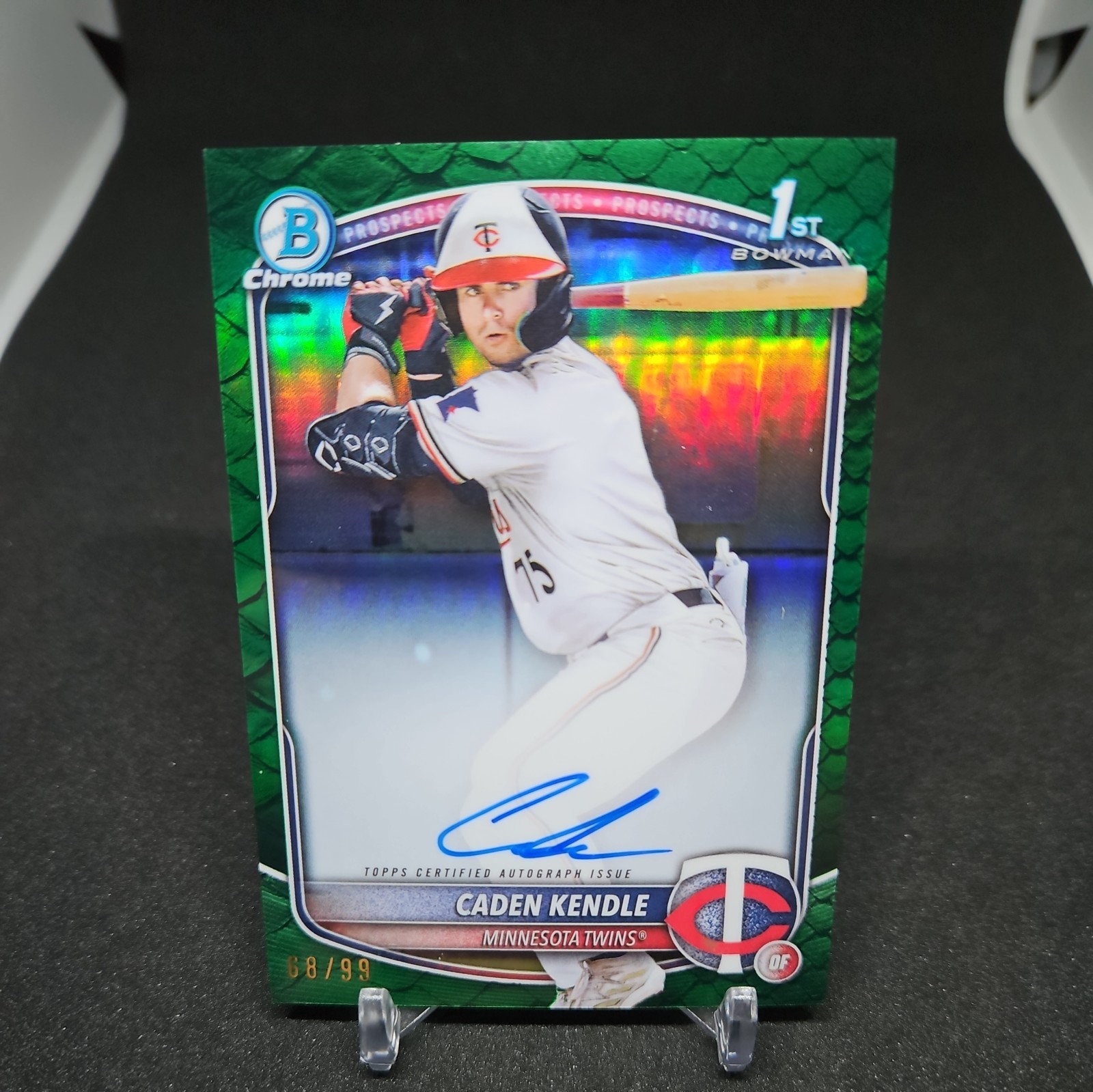 2025 Bowman Caden Kendle 1st Chrome Auto Green Reptilian /99 Twins
