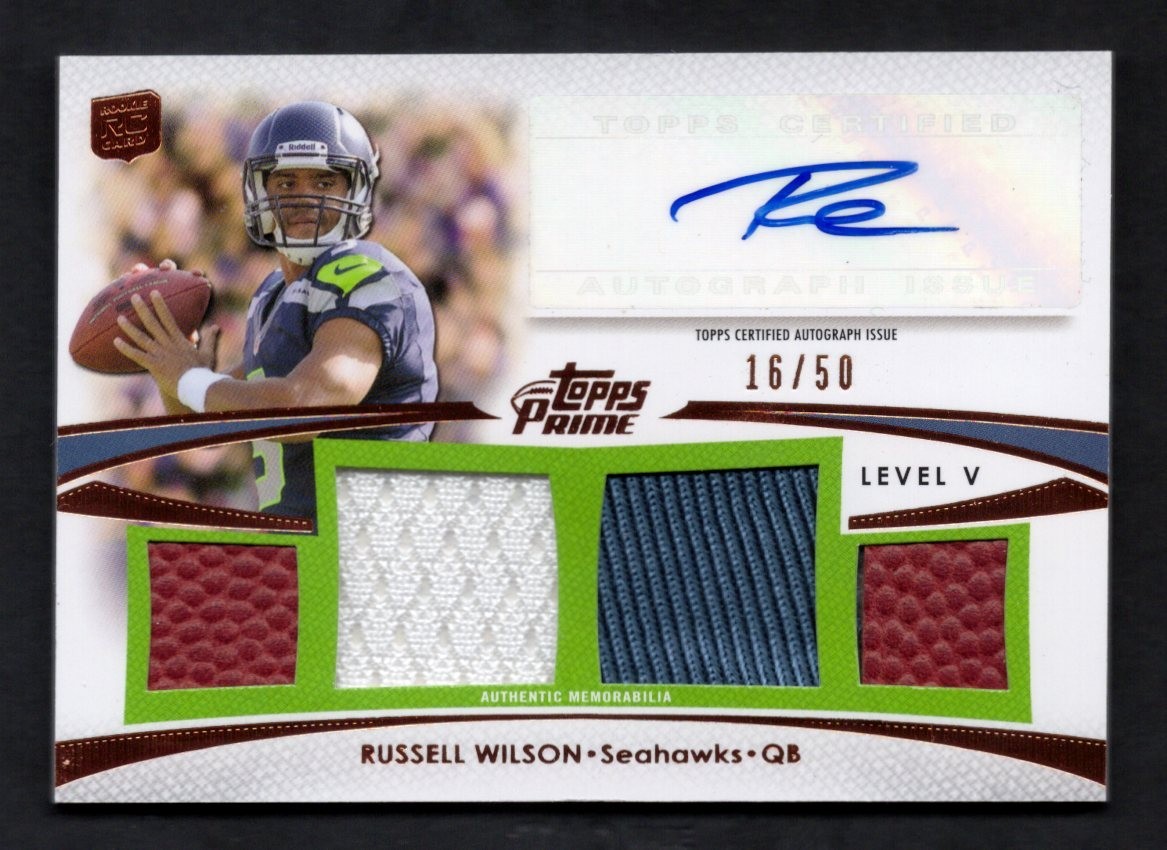 Russell Wilson Topps Prime Level V Autograph Relics #PVRW Copper