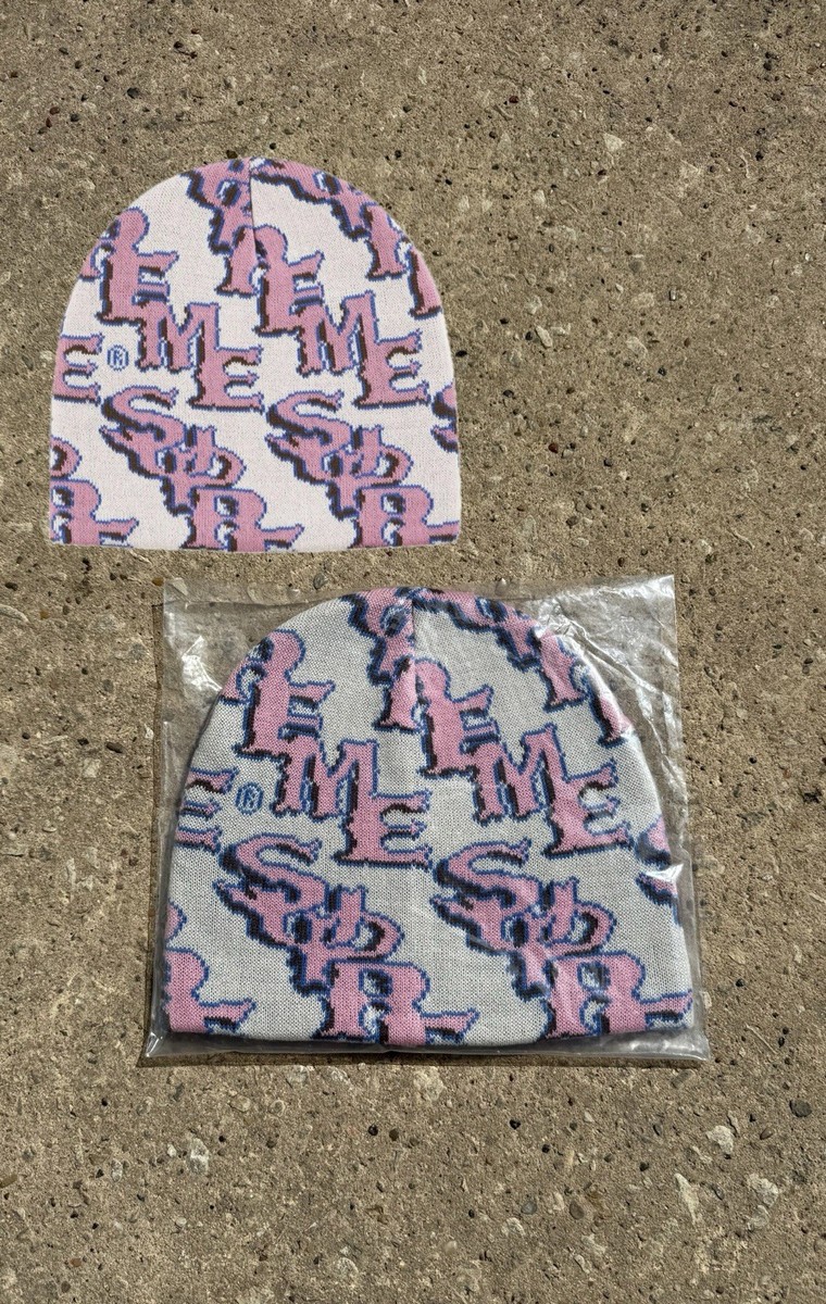 Supreme Slanted Gothic Outline Beanie SS26 Light Pink IN HAND NOW