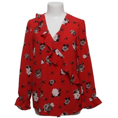 Indiska, Bluse, Größe: XS, Rot/Mehrfarbig, Elasthan/Polyester, Blumen #sQX