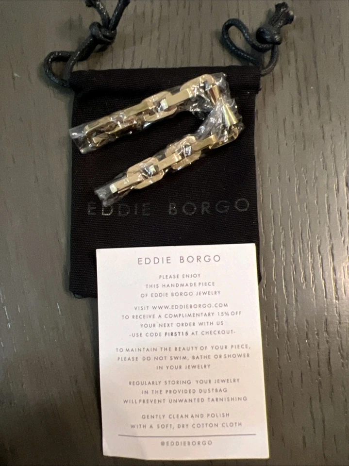 Eddie Borgo Supra Link 12k Gold Vermeil Chain Drop Dangle Earrings NEW MRP $250 - Image 2 of 4