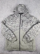 Fox Racing Jacket Men’s L Camo Green Black Y2K Puffer Hoodie Fleece Lined Coat