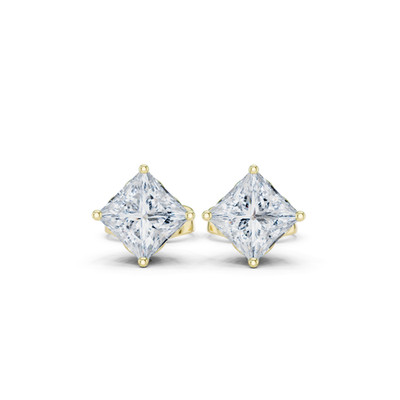22K Gold 1.00 TCW IGI Certified Princess Cut Lab Grown Diamond Stud Earrings