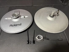 Roland VH-12 V-Drums Electronic Hi-Hat Cymbal Pad Dual Trigger Silver Tested