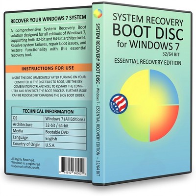 Reinstall DVD/USB Compatible with Windows 7 All Versions 32Bit/64Bit. Recover.