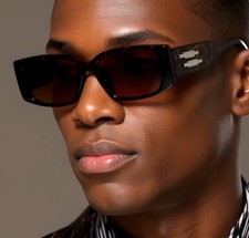 Men Sunglasses Black Small Retro Hip Hop Thick Square Frame Trendy Elegant 2026