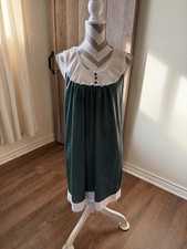 Vintage Aristocraft Green Nylon Prairie Nightgown Cottagecore Hostess Gown L