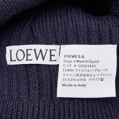LOEWE Logo Knit Cap Beanie F540257X23 Navy Blue Wool Women Used | eBay