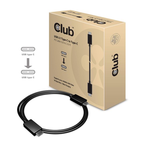 Club 3D USB 3.1 Typ C an Typ C, 1m - schwarz - 第 1/4 張圖片