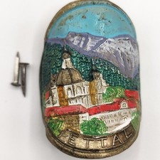 Vintage Ettal Germany Painted Walking Stick Stocknagel Badge Medallion or Shield