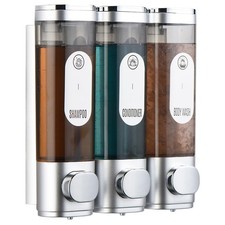 Wall Mount Shower Dispenser 3 Chamber Shampoo Conditioner Soap 900ML Silver