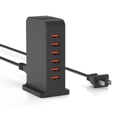 USB Charger 6 Port 50W Multi USB Tower Charging Station for Multiple Devices iPh