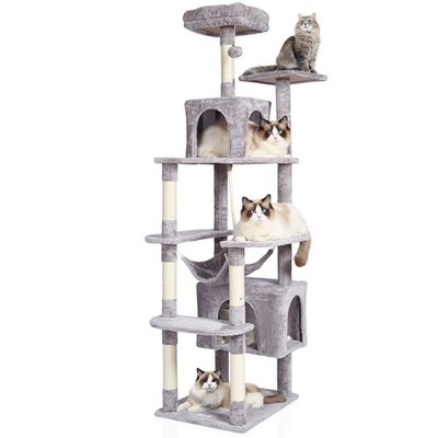 Cat Tree For Indoor Cats, 72'' Cat Tower With 2 Cat Condos, Sisal Scratching Post
