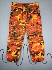 Rothco Cargo Military Pants Men's Size Small Orange Camo Joggers Drawstring