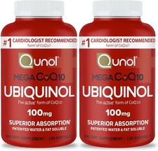 Qunol Mega Ubiquinol CoQ10 100mg Superior Absorption Heart Health 120ct x 2 bots
